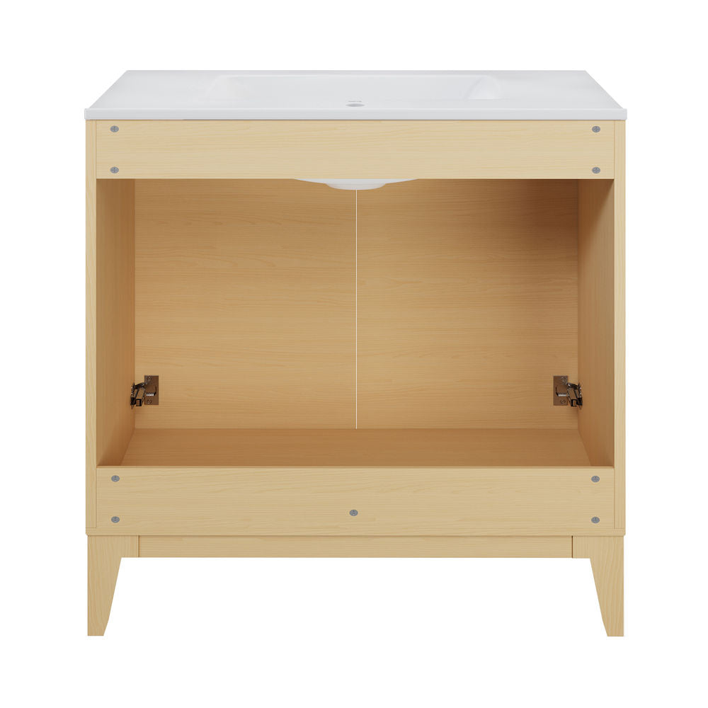 Cascade 30" Freestanding Bathroom Vanity in Natural Oak with Sink Top