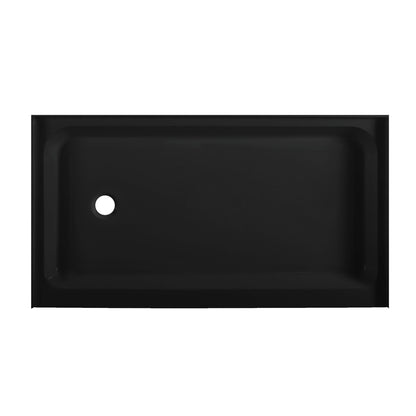 Voltaire 60" x 36" Acrylic Black, Single-Threshold, Left Drain, Shower Base
