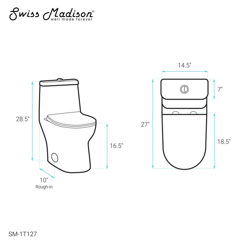 Ivy One-Piece Toilet, 10" Rough-in 1.1/1.6 gpf