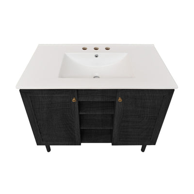 Bron 36" Freestanding Bathroom Vanity in Black Oak with 3-Hole Widespread Sink Top
