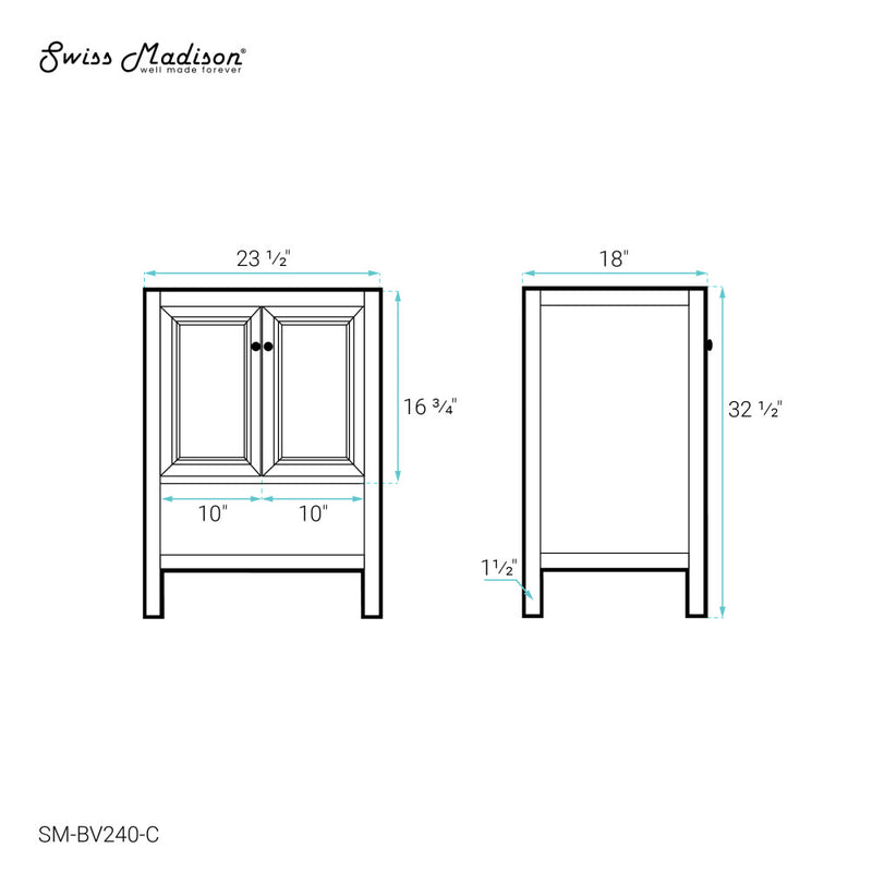 Château 24" Freestanding Bathroom Vanity Cabinet without Top in Golden Oak