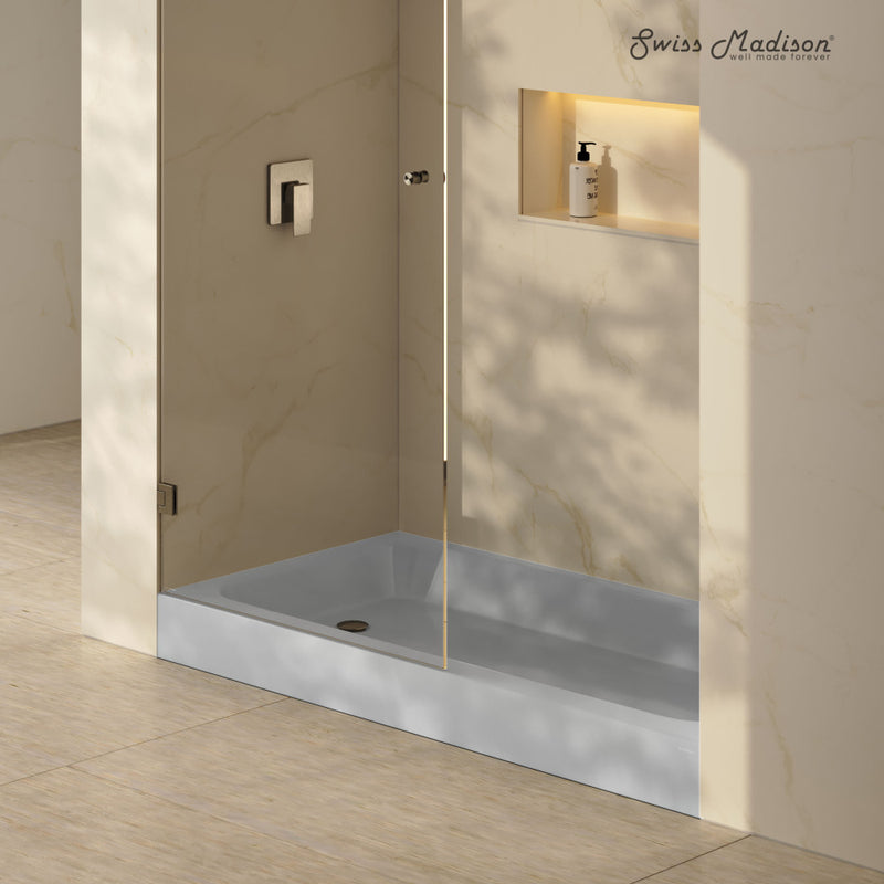 Voltaire 60 x 30 Shower Pan Base with Left Drain in Glossy Gray