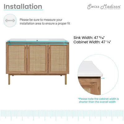 Classe 48" Freestanding Bathroom Vanity in Golden Oak with Sink Top