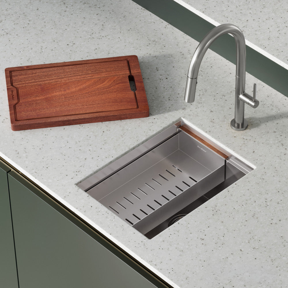 Rivage 15 x 19 Single Basin Undermount Kitchen Workstation Sink