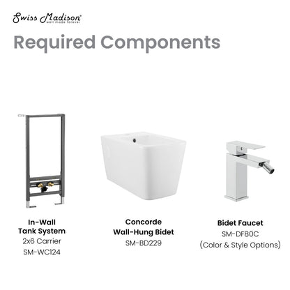 Compact wall-hung bidet in white ceramic with sleek rectangular design and single faucet hole.