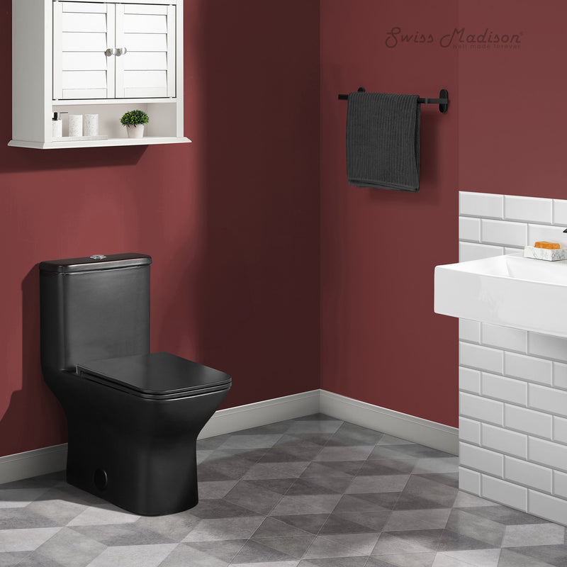 Carre One-Piece Square Toilet Dual-Flush in Matte Black 1.1/1.6 gpf