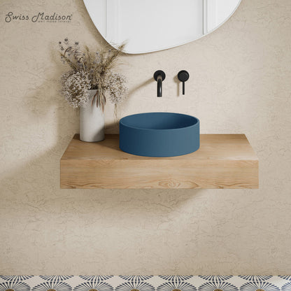 Lisse 14.5" Concrete Round Vessel Sink in Matte Royal Blue