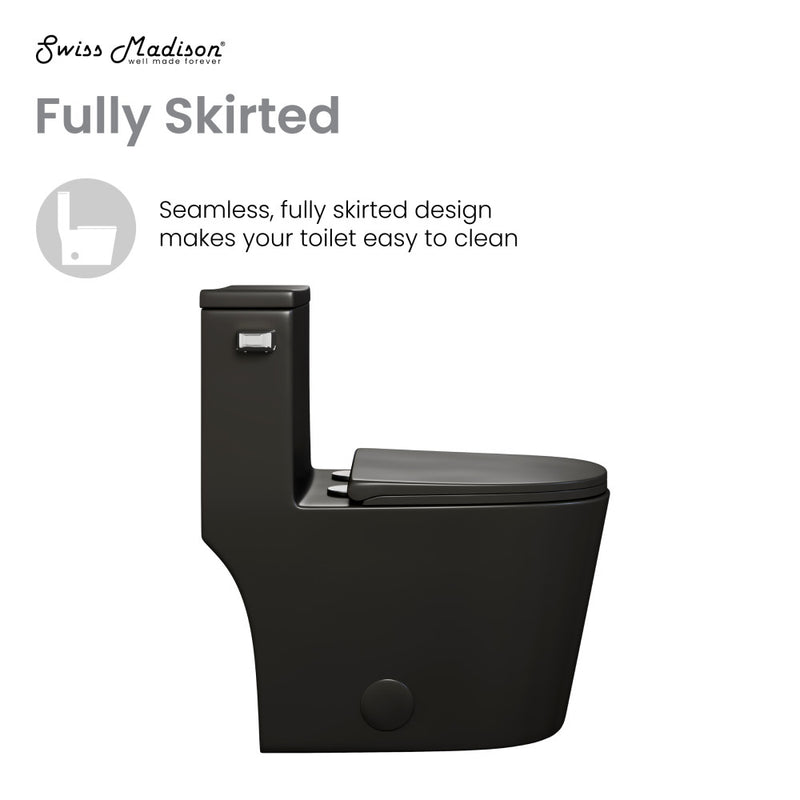 Dreux One-Piece 12" Rough-in 1.28 GPF Left Flush Elongated Toilet in Matte Black