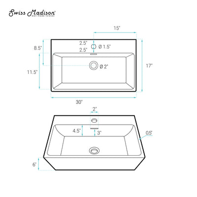 Claire 30" Rectangle Wall-Mount Bathroom Sink