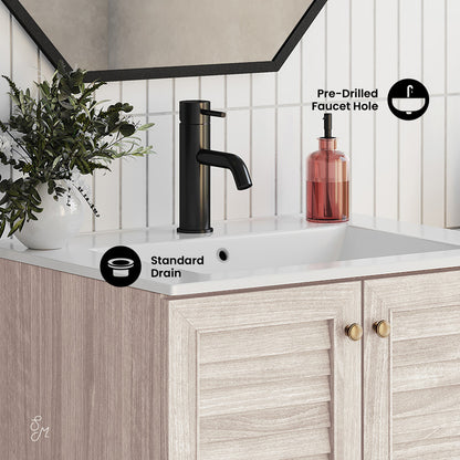 Bron 24" Freestanding Bathroom Vanity in White Oak with Sink Top