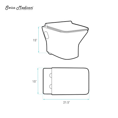 Carre Wall-Hung Toilet Bundle 0.8/1.6 GPF Dual Flush in Glossy White with Brass Flush Plate