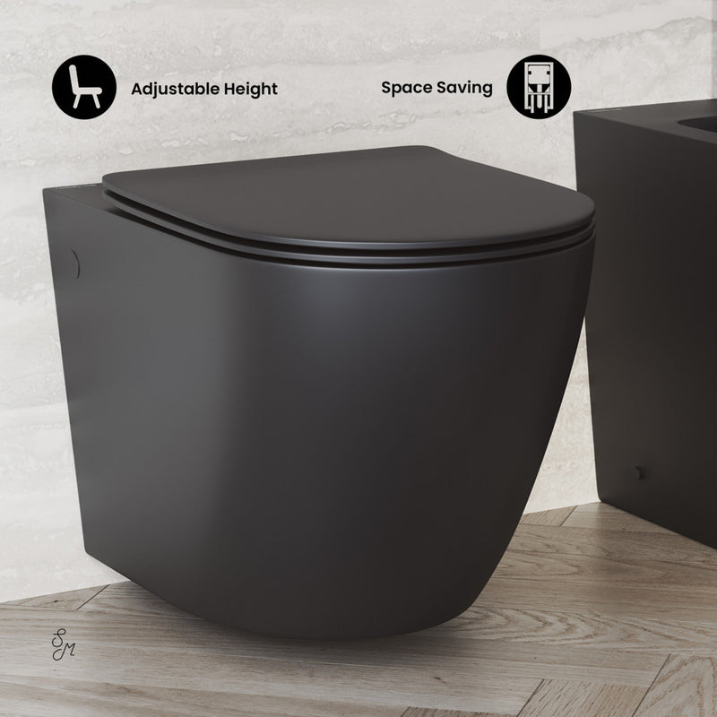 St. Tropez Wall-Hung Toilet Bowl Only in Matte Black