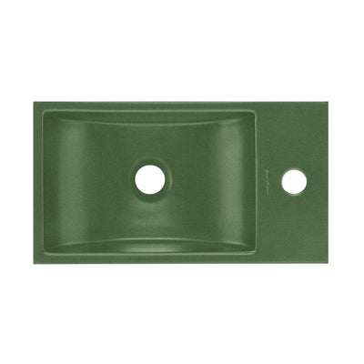 Lisse 16" Concrete Rectangle Wall-Mounted Sink with Right Side Faucet Mount in Matte Royal Green
