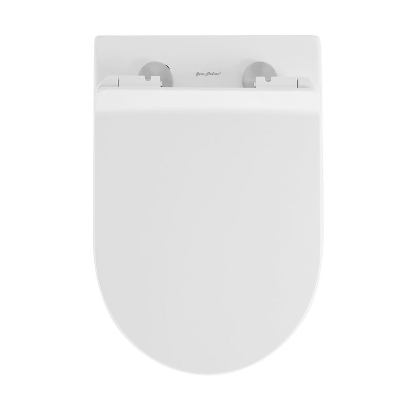 St. Tropez Back-to-Wall Toilet Bundle 0.8/1.6 GPF Dual Flush in Glossy White with Brass Flush Plate