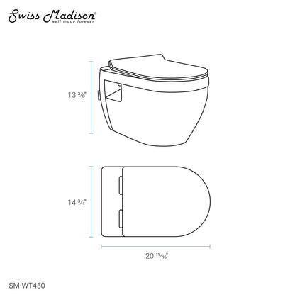 Elongated wall-hung toilet in glossy white with dual flush and included flush plate.