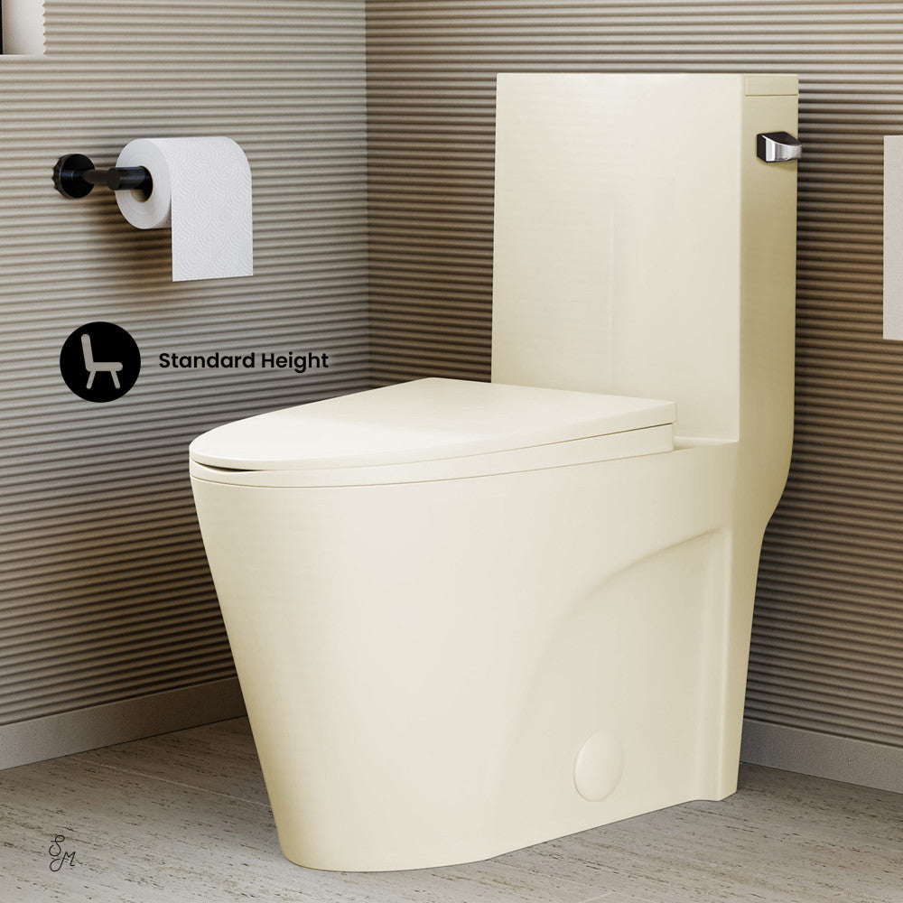 St. Tropez One-Piece 14" Rough-in 1.28 GPF Right-Hand Vortex Flush Elongated Toilet in Glossy Bisque