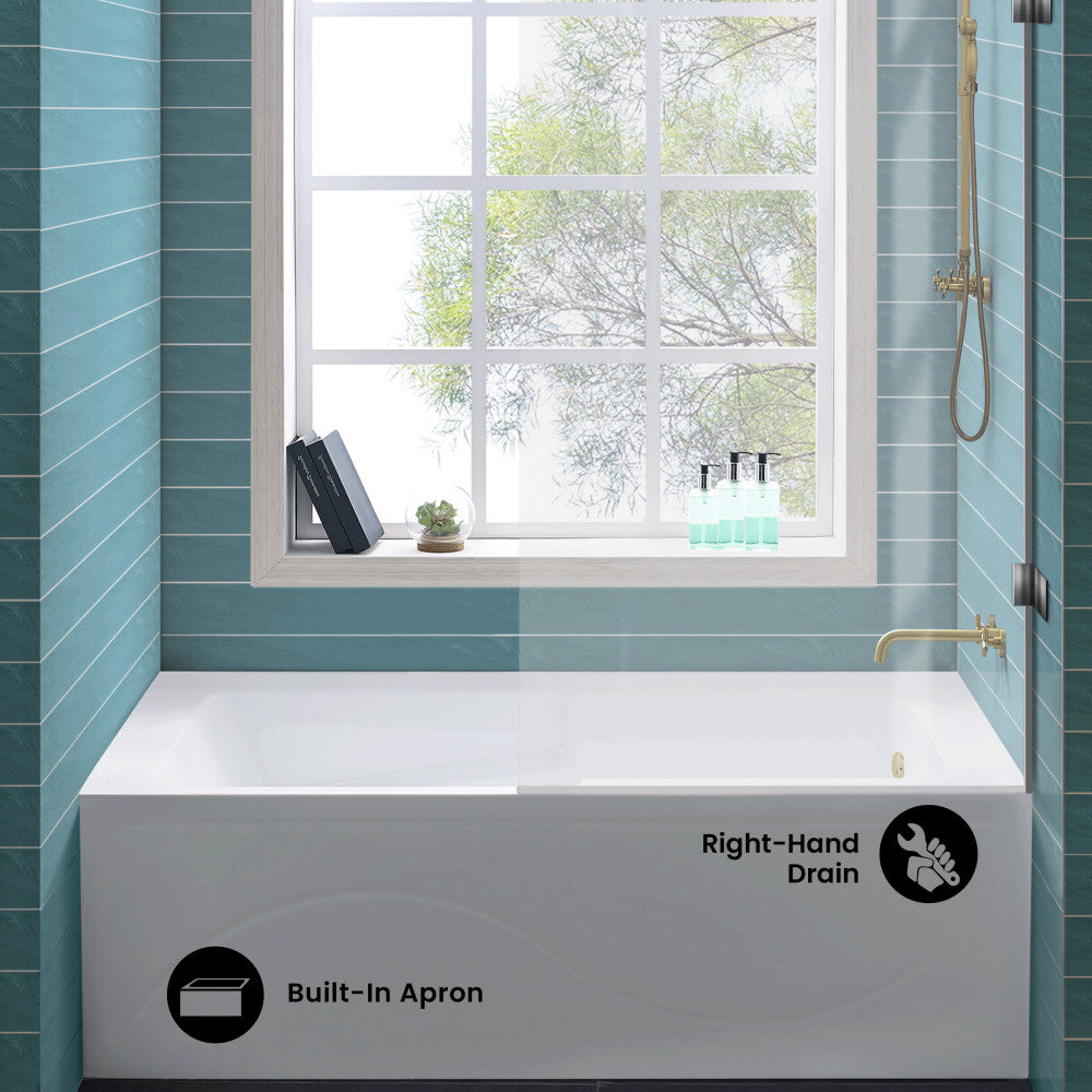 Ivy 60" x 30" Right-Hand Drain Alcove Bathtub with Apron