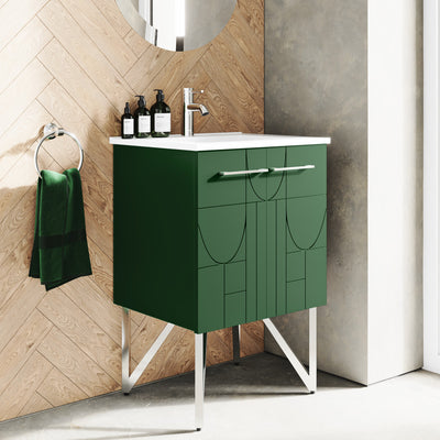 Annecy 24" Freestanding Bathroom Vanity in Atlas Green with Sink Top