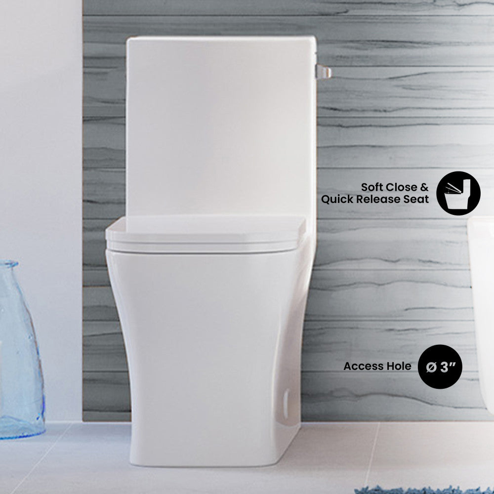 Concorde One Piece Square Right Side Flush Handle Toilet 1.28 gpf