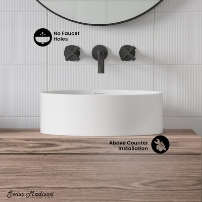 Beau 16.5" Round Vessel Bathroom Sink in Matte White