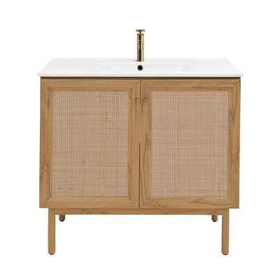 Classe 36" Freestanding Bathroom Vanity in Golden Oak with Sink Top