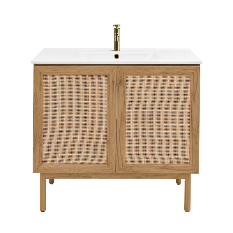 Classe 36" Freestanding Bathroom Vanity in Golden Oak with Sink Top