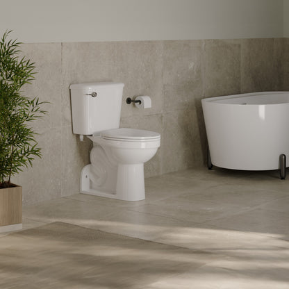 Carlton Marquette Rear-Outlet Two-Piece 1.6 GPF Left-Hand Flush Elongated Toilet in Glossy White
