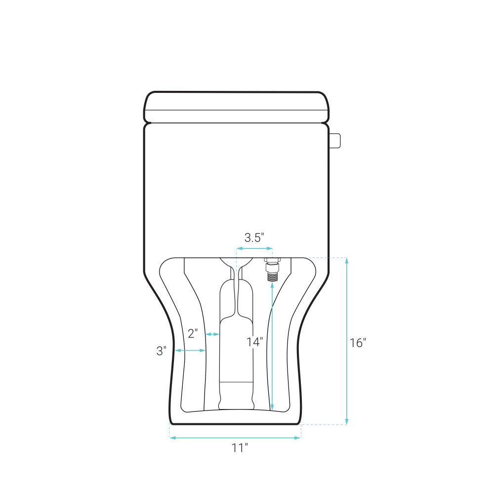 Carre One Piece Square Toilet Left Side Flush, 10" Rough-In 1.28 gpf
