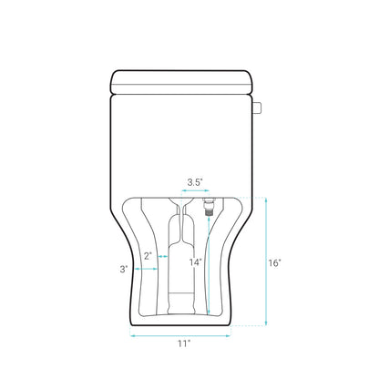 Carre One Piece Square Toilet Left Side Flush, 10" Rough-In 1.28 gpf