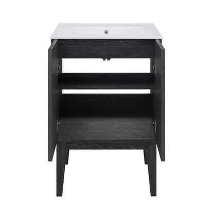 Bosse 24" Freestanding Bathroom Vanity in Black Oak with 3-Hole Centerset Sink Top