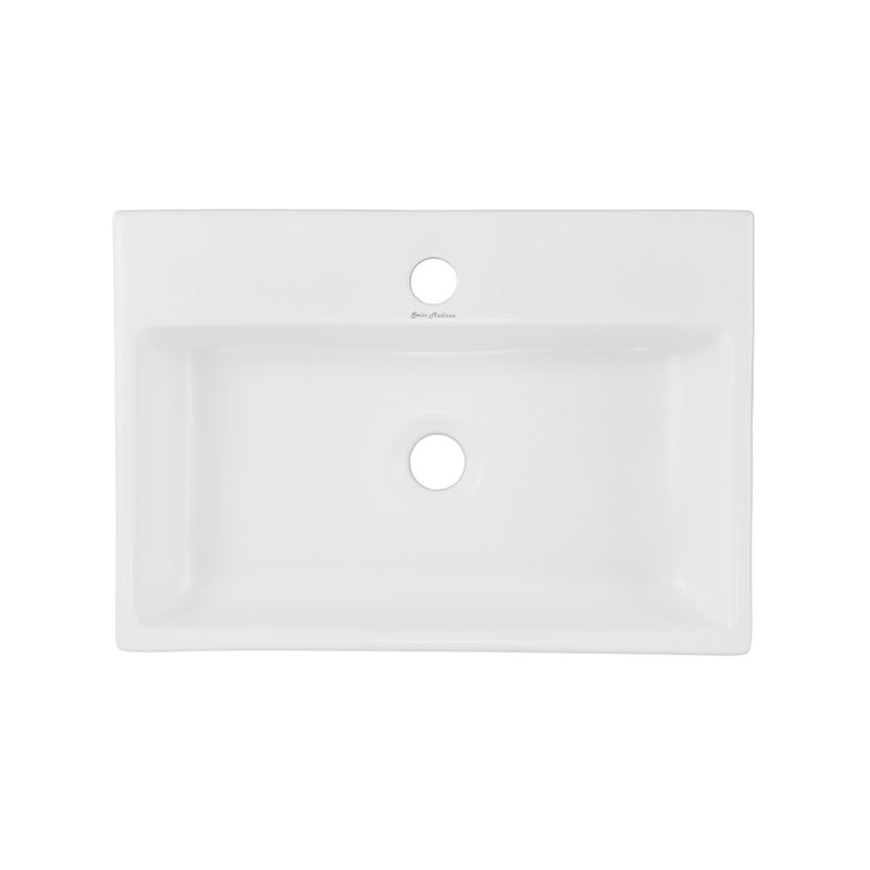 Claire 20 Rectangle Ceramic Vessel Sink, Matte White