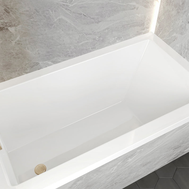 Voltaire 54 x 30 Left Drain Soaking Alcove Bathtub in Glossy White