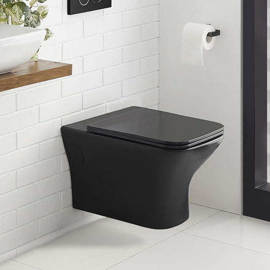 Carre Wall-Hung Elongated Toilet Bowl in Matte Black