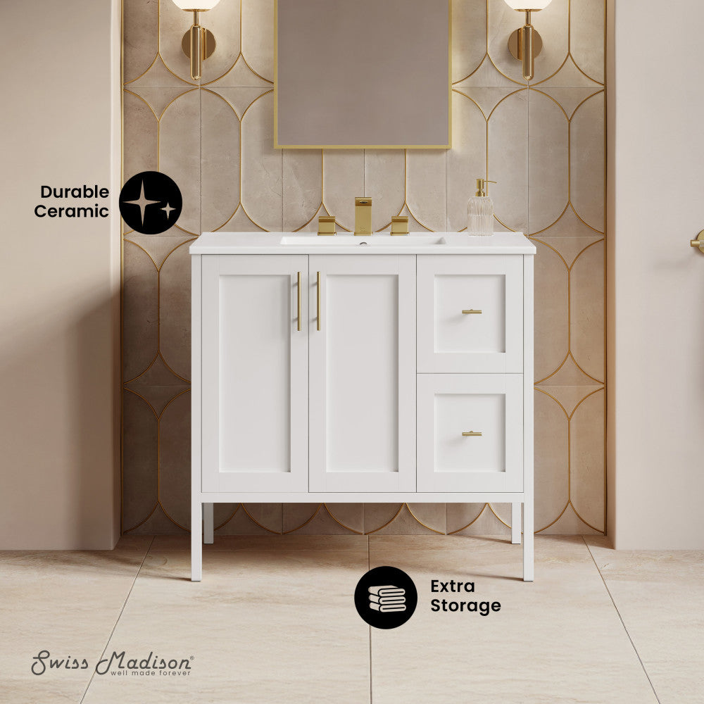 Forme 36" Modular Freestanding Bathroom Vanity with 3-Hole Widespread Top in White