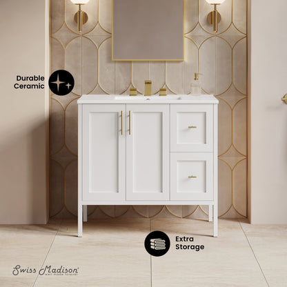 Forme 36" Modular Freestanding Bathroom Vanity with 3-Hole Widespread Top in White