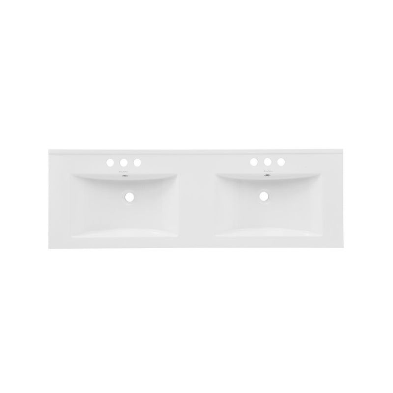 48" 3-Hole Widespread Double Basin Vanity Sink Top in Glossy White
