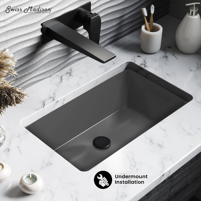 Voltaire 21" Rectangular Ceramic Undermount Bathroom Sink in Matte Gray