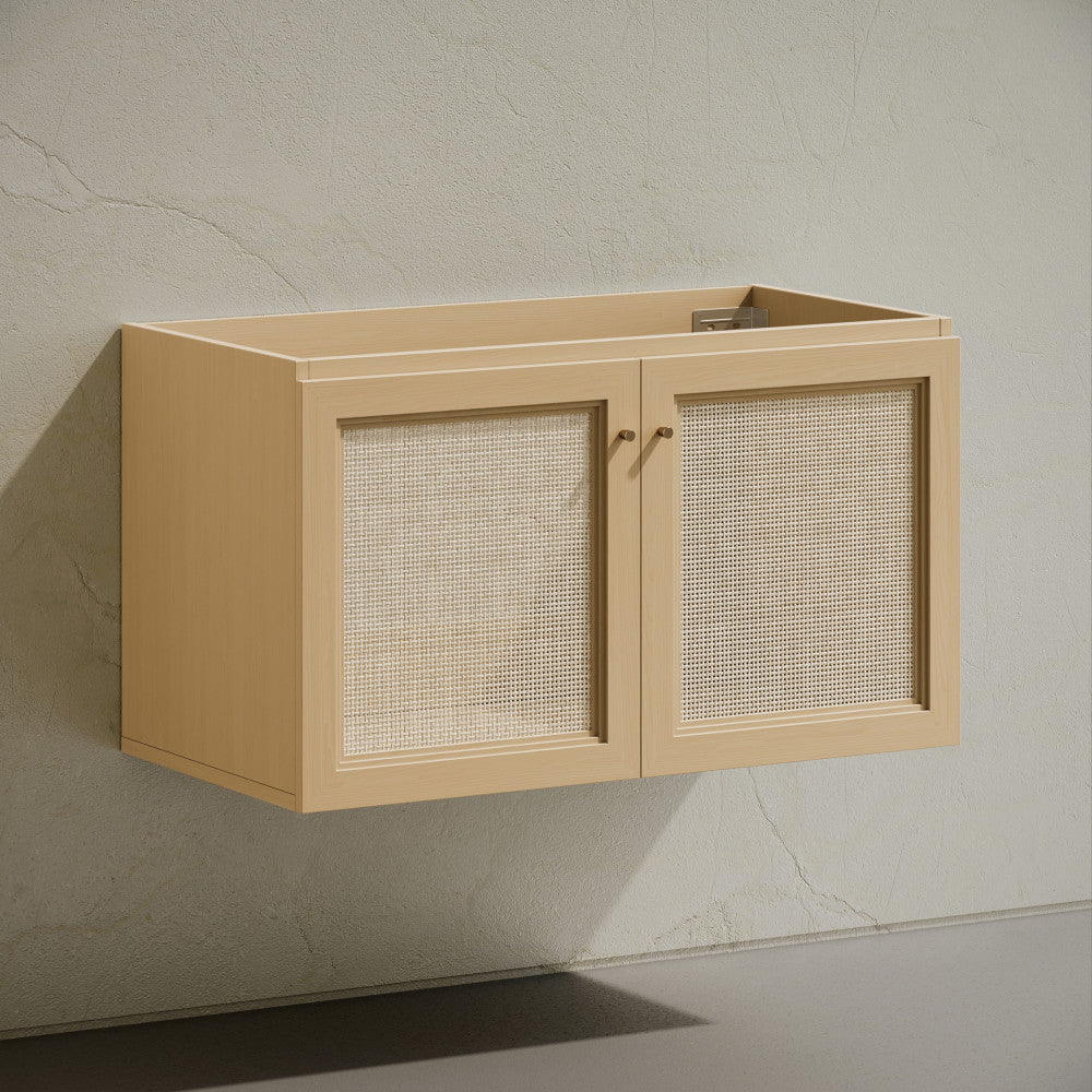 Classe 36" Wall-Mounted Bathroom Vanity in Natural Oak without Sink Top