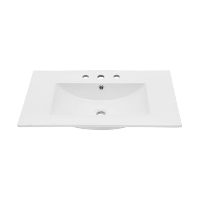 30" 3-Hole Widespread Vanity Sink Top in Glossy White