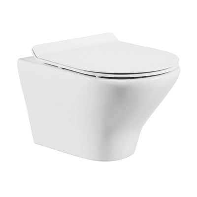 Monaco Wall-Hung Toilet Bundle 0.8/1.6 GPF Dual Flush in Glossy White with White Flush Plate