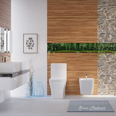 Concorde One-Piece 14" Rough-in 1.28 GPF Left-Hand Flush Square Toilet in Glossy White