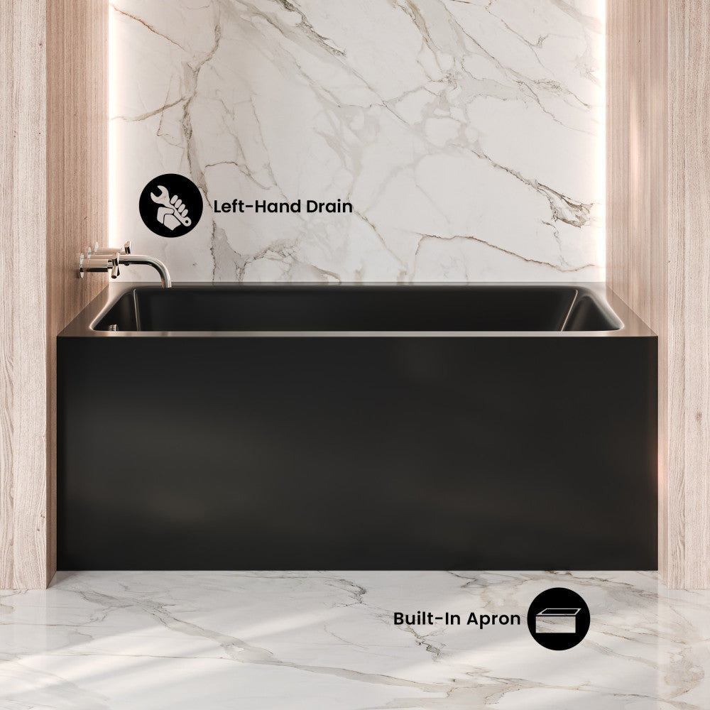 Voltaire 54 x 30 Skirted Left Drain Soaking Apron Bathtub in Glossy Black