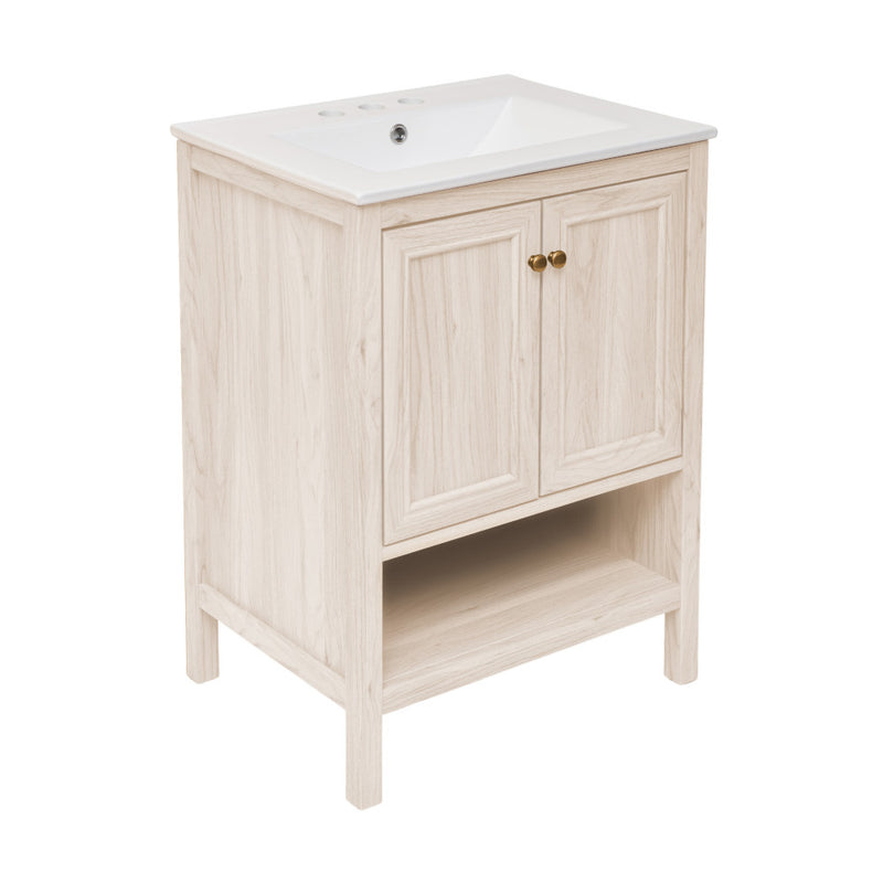 Chateau 24" Freestanding Bathroom Vanity in White Oak with 3-Hole Centerset Sink Top