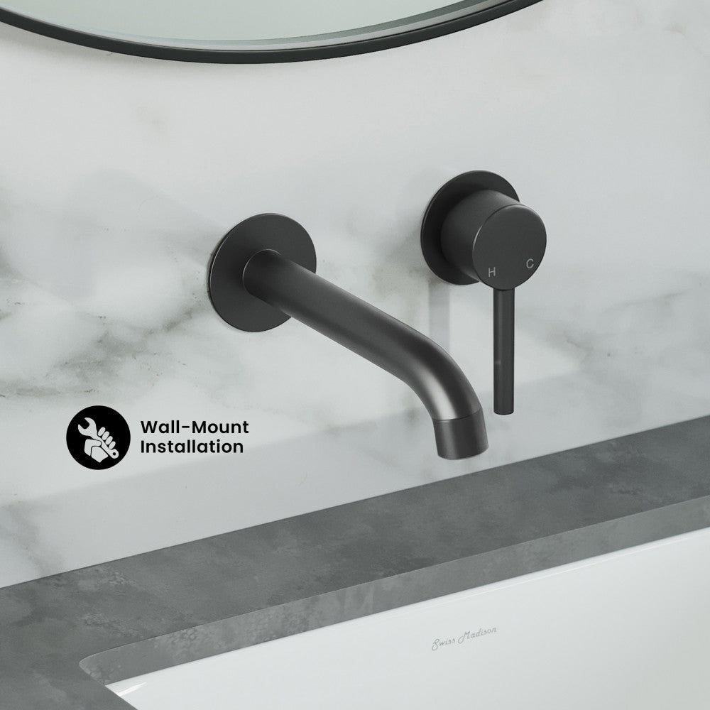 Ivy Single-Handle Wall Mount Bathroom Faucet in Matte Black