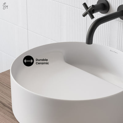 Beau 16.5" Round Vessel Bathroom Sink in Matte White