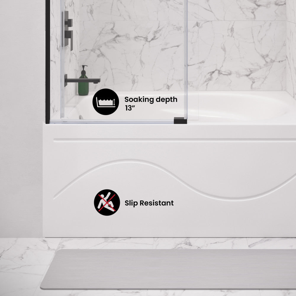 Ivy 54 x 30 Skirted Left Drain Soaking Alcove Bathtub in Glossy White with Integrated Armrest