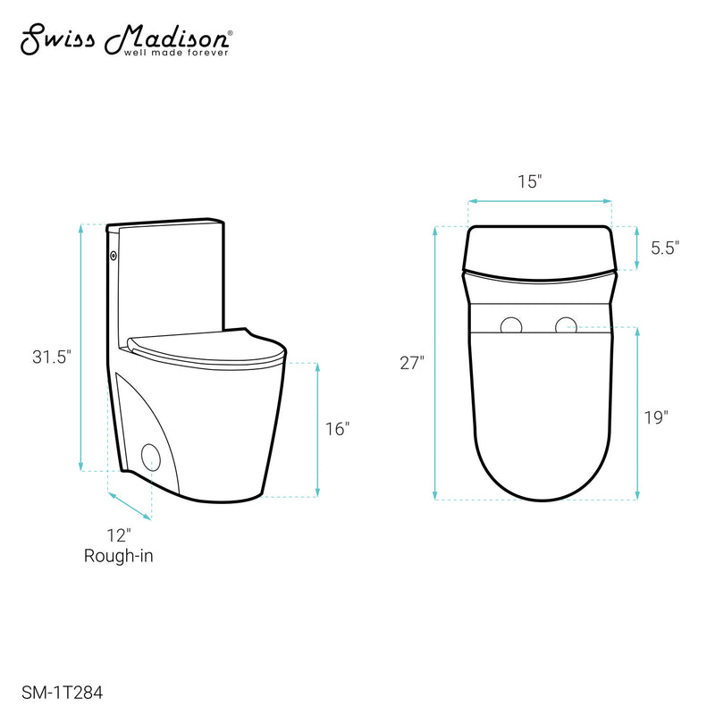 St. Tropez One-Piece Elongated Toilet, Touchless 1.1/1.6 gpf