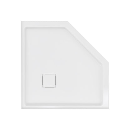 Marquette 38" x 38" Neo-Angle Double-Threshold Shower Pan Base with Center Drain in Glossy White