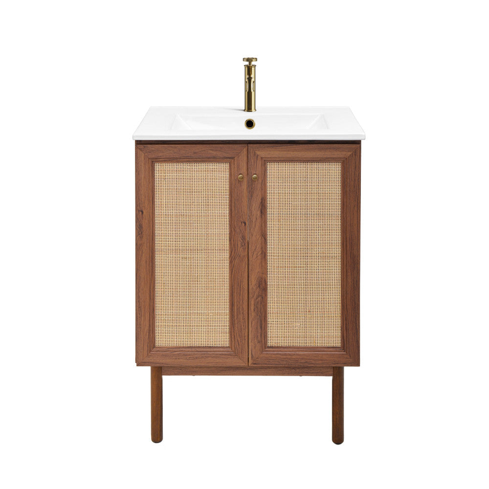 Classe 24" Freestanding Bathroom Vanity in Brown Oak with Sink Top
