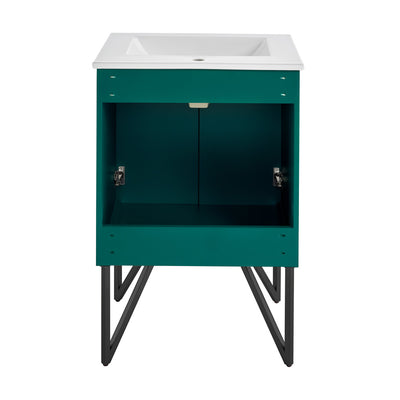 Annecy 24" Freestanding Bathroom Vanity in Teal with Sink Top